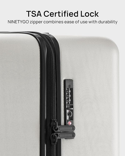 NINETYGO Luggage Sets 2 Piece, Carry On Luggage Airline Approved, Large Checked Trunk Luggage with Smooth Spinner Wheels, Hard Case PC Suitcase Sets, TSA Approved, 20in/29in (Pearl White, Hudson)