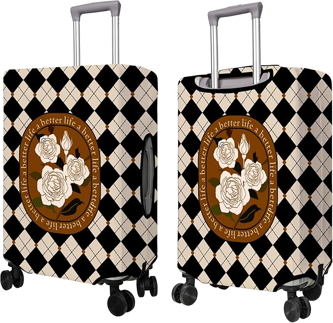 Travel Luggage Cover Suitcase Protector Fits 18-32 Inch Wheel Covers PatternedTravel Related Items Flower Luggage Protector Elastic L