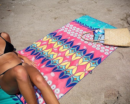 Quick Dry Towel Extra Large 78x35 Inch - Microfiber Beach Towel - Perfect for Beach, Travel, Swimming, Pool, Yoga, Hiking, Camping - Lightweight, Fast Drying, Compact for Adults (Bohemian)