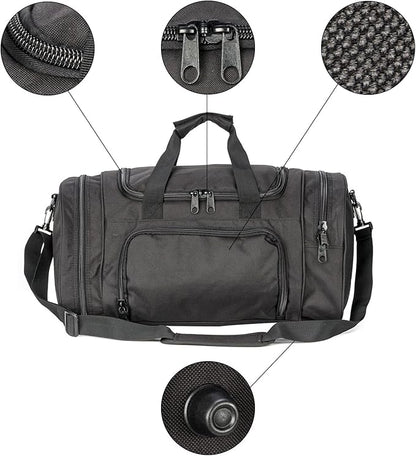Military Tactical Outdoor Gym Bag Small Duffel Bag with Shoes Compartment for Sports Travel Camping Hunting (A-Black)