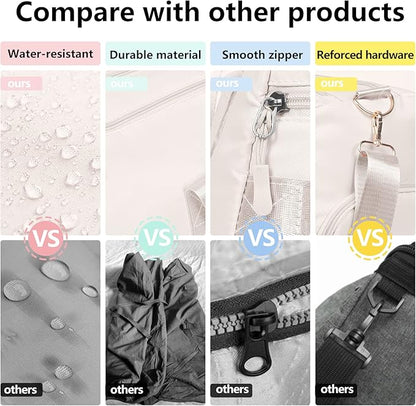 MABROUC Duffle Bag For Women, Sports Duffel Bag for Gym with Wet Pocket & Shoe Compartment, Overnight Weekender Travel Bag