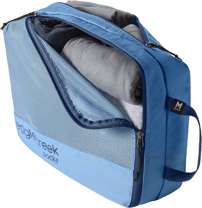Eagle Creek Pack-It Reveal Extended Stay Set - Compression Travel Packing Cubes Set - Eco-Friendly - Quick-Drying, Water-Resistant Fabric - Pack of 6 - Blue Dawn