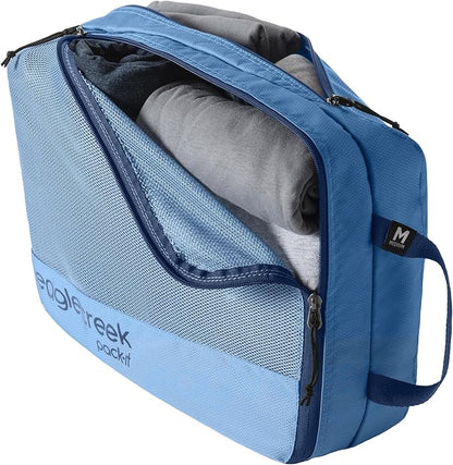 Eagle Creek Pack-It Reveal Carry-On Set - Compression Cube S (2x) & M (1x) & Clean/Dirty Cube M - Angled Zipper Stackable Carry-On Packing Tubes - Travel Essentials - Blue Dawn
