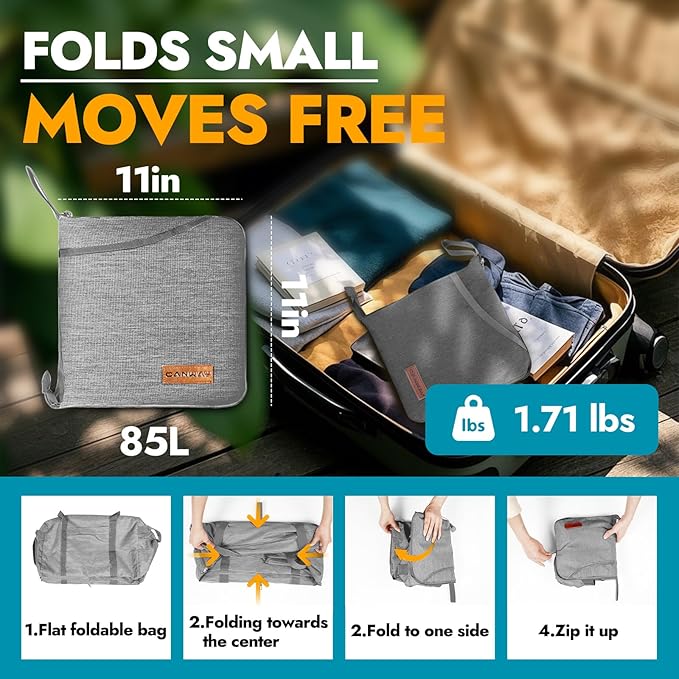 Canway 85L Travel Duffel Bag, Foldable Weekender Bag with Shoes Compartment for Men Women Water-proof & Tear Resistant