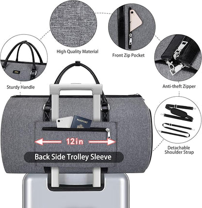 Convertible 2-in-1 Garment Bags for Travel, Carry On Garment Duffle Bag With Shoe Compartment Large Weekender Bag for Women Men Hanging Suitcase Suit Travel Duffel Overnight Bags 4pcs Set