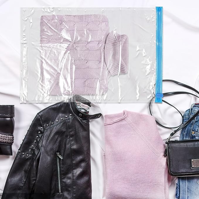 FAVOMOTO 6pcs Hand-rolled Compression Bags Capacity Travel Storage Vacuum Bags for Clothes Bedding Comforters Pillows Space Saver Organizers for Luggage and Suitcases