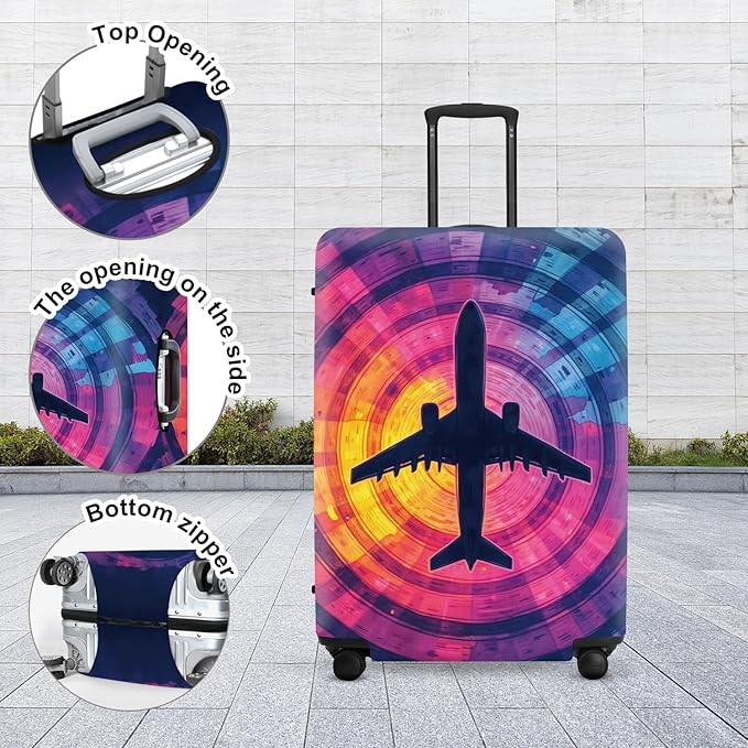 Airplane Silhouette Luggage Protector, Scratch Resistant Suitcase Cover for Frequent Flyers, Travel Essentials for Business Trips