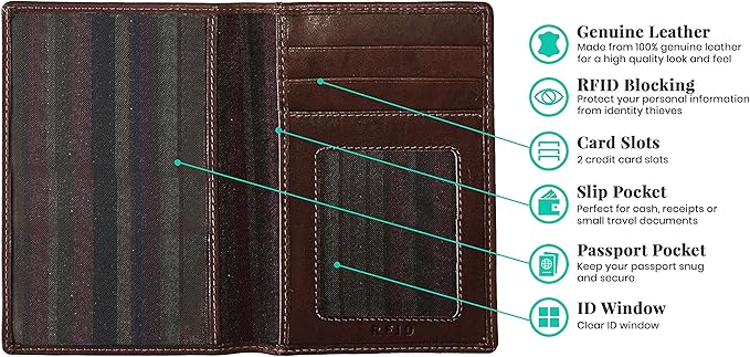 Personalized Monogrammed Toffee Leather RFID Passport Wallet and Luggage Tag