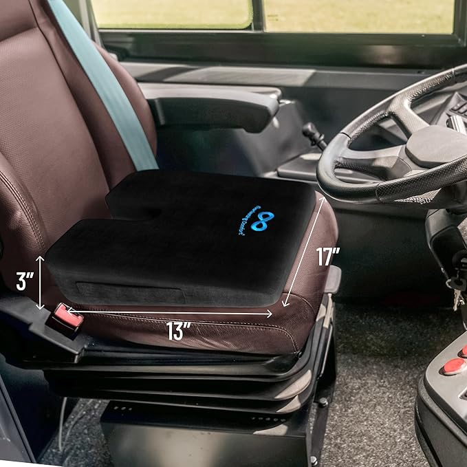 Everlasting Comfort Car Seat Cushion for Driving - Wedge Car Cushion for Office, Travel, Gaming Chair Memory Foam Driver Booster for Short People, Non-Slip, Washable Cover, Back & Sciatica Relief