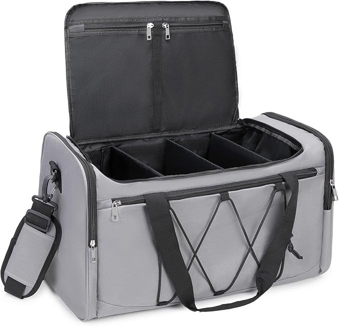 Sneaker Bag for Travel, Outdoor Sports Gym Bag Shoe Bag for 4 Pairs of Sneakers up to Size 14, Travel Duffel Bag with 3 Adjustable Dividers & Shoulder Strap, Sneakerhead Gift