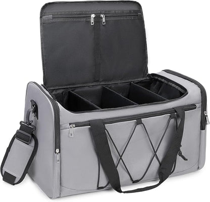 Sneaker Bag for Travel, Outdoor Sports Gym Bag Shoe Bag for 4 Pairs of Sneakers up to Size 14, Travel Duffel Bag with 3 Adjustable Dividers & Shoulder Strap, Sneakerhead Gift