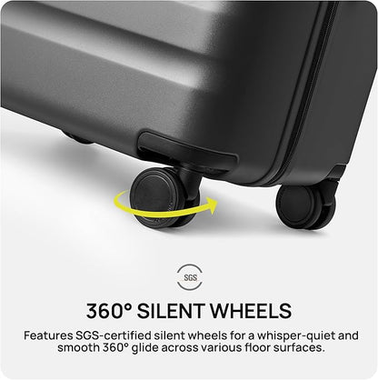 NINETYGO Carry On Luggage 22x14x9 Airline Approved, 20 Inch Luggage with Smooth Spinner Wheels, Lightweight, Hard Shell PC Suitcase Carry-On, Travel Luggage, TSA Approved (Grey, Rhine Basic2.0)