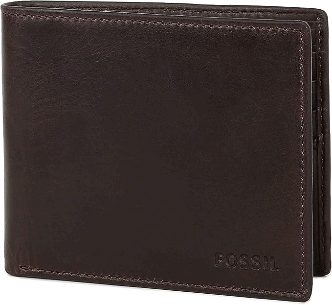 Fossil Men's Derrick Leather RFID-Blocking Bifold Passcase with Removable Card Case Wallet