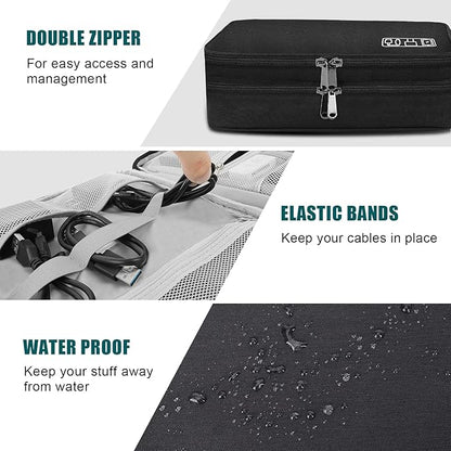 Electronic Organizer Travel Universal Cable Organizer Electronics Accessories Bag for Cable, Charger, Phone, USB, SD Card,1Pack