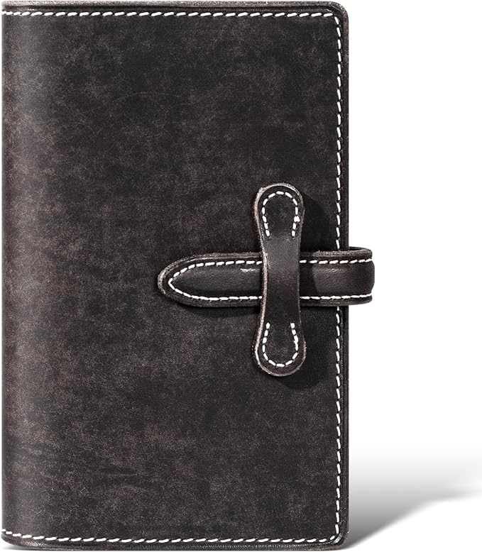 Leather Passport Holder for Travel Women Men, RFID Blocking Card Slot, Top-Grain leather with Magic Buckle, Boarding Pass Pocket,Retro Passport Wallet,Dark Gray