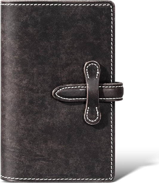 Leather Passport Holder for Travel Women Men, RFID Blocking Card Slot, Top-Grain leather with Magic Buckle, Boarding Pass Pocket,Retro Passport Wallet,Dark Gray