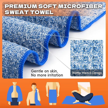 Camping Towels Quick Dry Sweat Towels for Gym, Absorbent Fast Drying Lightweight 27 inch X 55 inch Negative Ions Odorless Gym Towels for Men & Women,Yoga Sports Travel Outdoor (Large Blue)