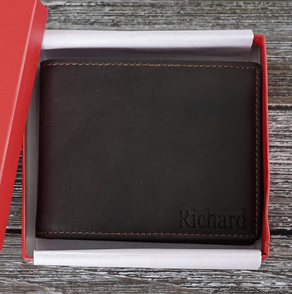 Generic, Personalized Wallet for Men, Dark Brown, Full-Grain Leather, RFID-Blocking, 11 Card Slots, Custom Gifts for Fathers Day