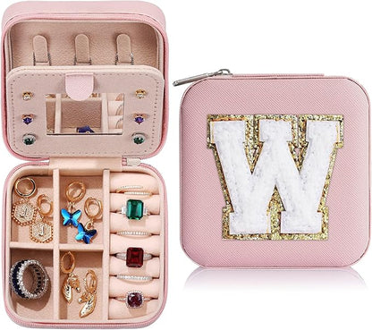 Parima X Initial Jewelry Case | Small Pink Travel Jewelry Box