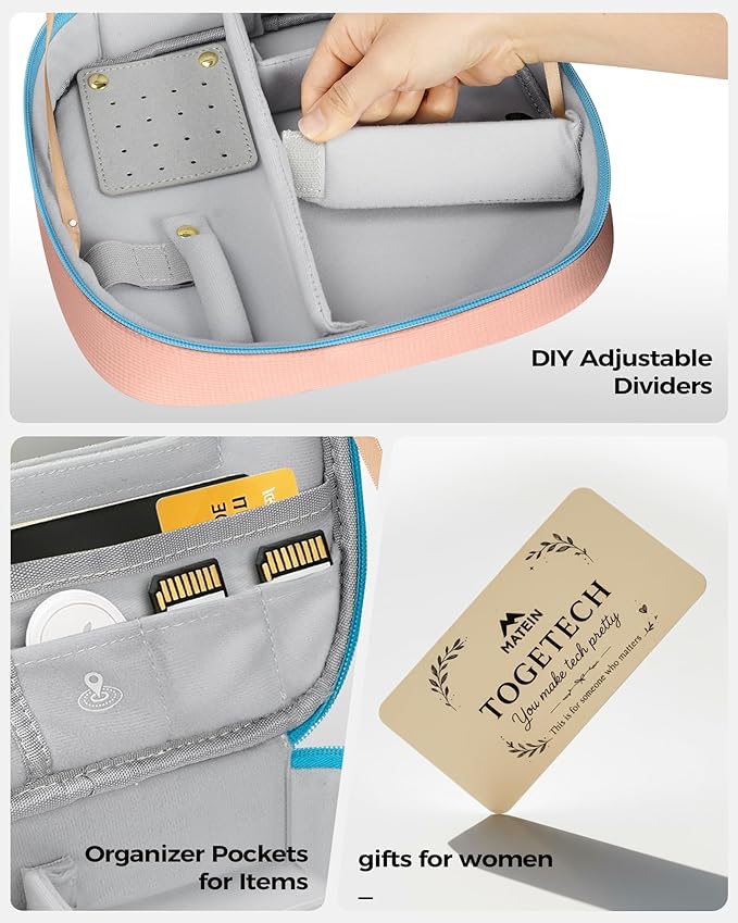 MATEIN Mr and Mrs Gifts, Electronics Organizer Travel Case with USB Port, Wedding Honeymoon Gifts for Couples, 2-Pack Couple Cord Organizer Bag 2-in-1 Cable Storage Bag for Tech Accessories and Makeup