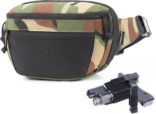 SHANGRI-LA Tactical Fanny Pack for Men and Women, Low-Profile Waist Bag, Holster Included, Multi-Use for Hiking, Travel, EDC