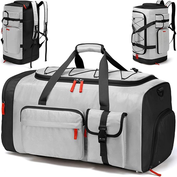 Lyweem Large Duffle Bag Backpack for Travel, 70L Heavy Duty Gym Duffel Bag with Shoes Compartment for Men & Women, Weekender Overnight Sports Backpack for Traveling