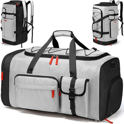 Lyweem Large Duffle Bag Backpack for Travel, 70L Heavy Duty Gym Duffel Bag with Shoes Compartment for Men & Women, Weekender Overnight Sports Backpack for Traveling