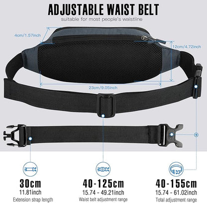 WATERFLY Fanny Pack Waist Bag: Small Hip Pouch Bum Bag Fannie Pack Phanny Fannypack Waistpack Bumbag Beltbag Sport Slim Fashionable for Jogging Hiking Hiker Woman Man