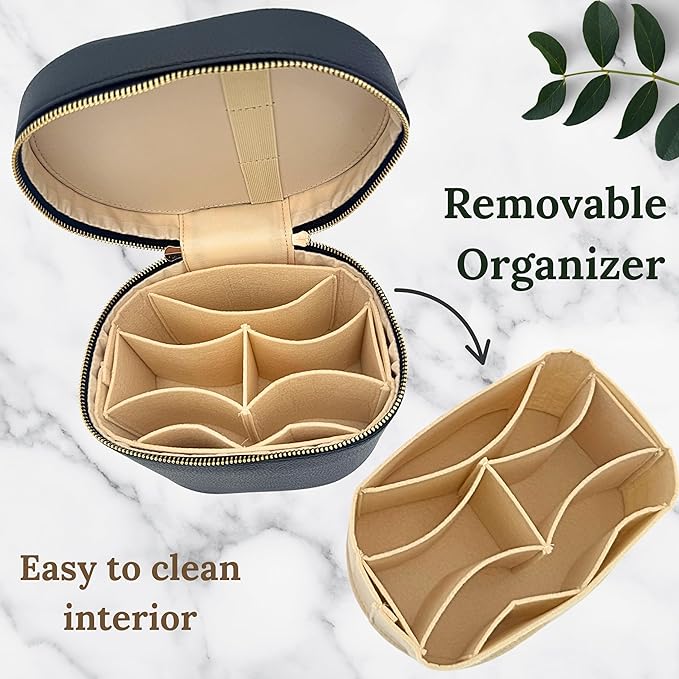 JAZD Vanity Case Makeup Bag with Removable Organizer Divider, Travel Toiletry Cosmetic Organizer for Women