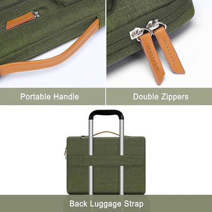 MOSISO 360 Protective Laptop Shoulder Bag,15 inch Computer Bag Compatible with MacBook Air M4 M3 M2/Pro A1990 A1707, Dell XPS Plus,Side Open Messenger Bag with 4 Zipper Pockets&Handle, Olive Green