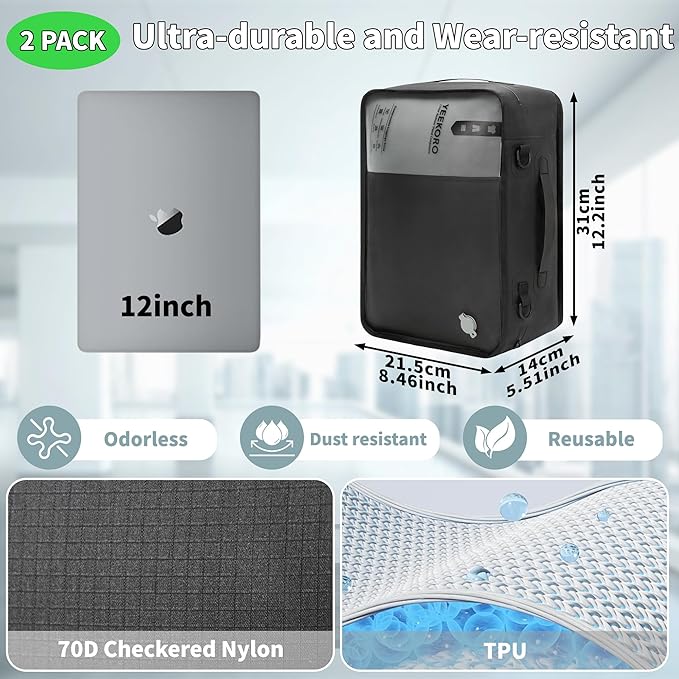 Compression Packing Cubes, Vacuum Bags for Business Trip, Professional IPX8 Reusable Travel Packing Cubes for 20 inch Suitcases, Organizer Bags for Luggage for Women & Men(2 pack, with Pump)