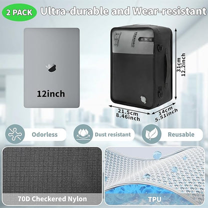 Compression Packing Cubes, Vacuum Bags for Business Trip, Professional IPX8 Reusable Travel Packing Cubes for 20 inch Suitcases, Organizer Bags for Luggage for Women & Men(2 pack, with Pump)