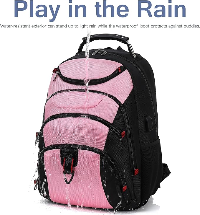 Boavan Laptop Backpack for men, 15.6 inch Laptop Bag with USB Port, Waterproof Travel Work Backpack Purse, Anti-Theft Teacher Nurse Doctor Casual Bookbags Office Business backpack，PinkBlack