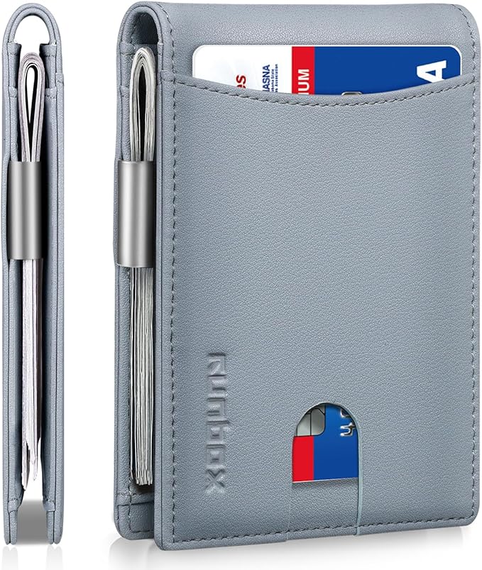 RUNBOX Money Clip Slim Wallets for Men RFID Blocking 11 Card Holder Minimalist Small Leather Bifold Men's Front Pocket Wallet Gift Box