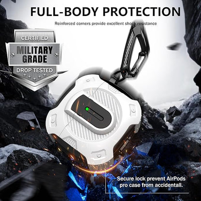 RFUNGUANGO for AirPods 4th Generation Case, 2024 New Space Theme Case. Compatible with AirPods 4th Generation, with Locking Feature, Military Grade Drop Protection, Works with MagSafe.[White]