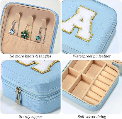 Parima Women's Jewelry Organizer | Necklace, Earring, Ring Organizer | Sky Blue, Letter V Travel Gift