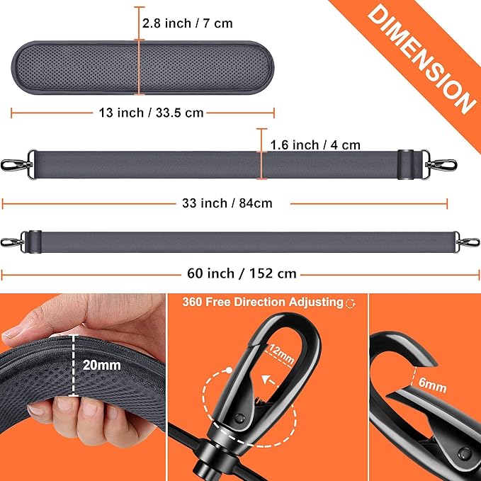 ZINZ 60 Inch Shoulder Strap with Removable Ultra-Thick Pad, Adjustable Buckles Shoulder Crossbody Strap for Luggage Bag