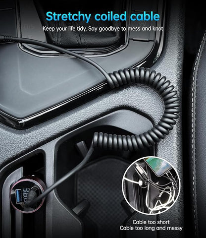 USB C Cable Fast Charging, 2Pack 3ft Coiled USB A to USB C Charge Cable for Car, USB-C Charging Cord Compatible with iPhone 17/16/15/Pro Max/Plus/Samsung Galaxy S20 S10 and More Type C Devices-Black