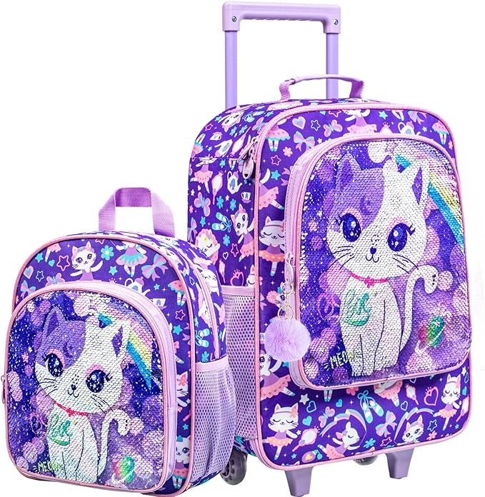 KLFVB Kids Luggage for Boys Girls, Cute Rolling Wheels Suitcase for Toddler, Children Travel Carry on Suitcase