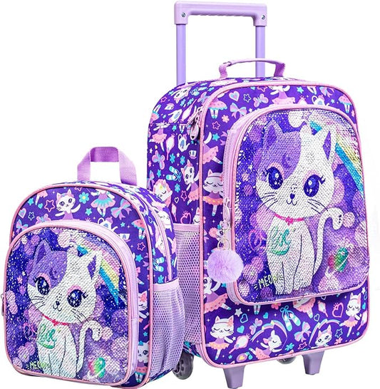 KLFVB Kids Luggage for Boys Girls, Cute Rolling Wheels Suitcase for Toddler, Children Travel Carry on Suitcase