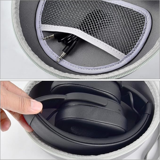 Headphone Case for Skullcandy Crusher/Hesh/Evo Wireless Over-Ear Bluetooth Earphones, for Beats Studio Pro/ 3/Solo 4/3/2 Headphones and More Noise Cancelling Foldable Headset - Hard Box Only - Grey