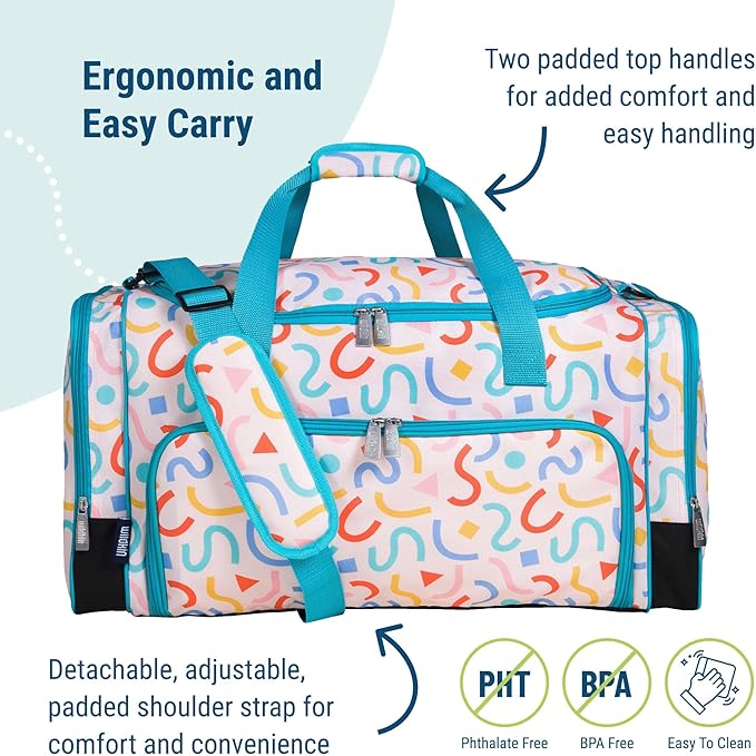 Wildkin Kids Weekender Duffel Bag – Carry-On Size for School, Travel, & Sleepovers