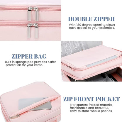 mygreen Travel Electronics Organizer, Waterproof Cable Organizer Bag for Electronic Accessories Triple Layer Large Shockproof Cable Storage Bag for Cord, Hard Disk, Power Bank, Tablet Aqua Sky