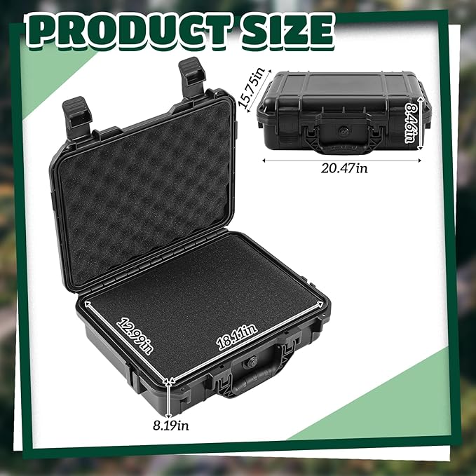 1 Pcs 20.5 x 15.8 x 8.5 Inch Waterproof Hard Case with DIY Customizable Foam Insert Portable Protective Case with Knife for Camera Drones Equipments Tools Test Instruments (Black)