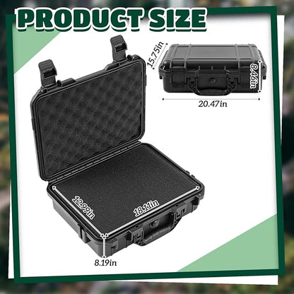 1 Pcs 20.5 x 15.8 x 8.5 Inch Waterproof Hard Case with DIY Customizable Foam Insert Portable Protective Case with Knife for Camera Drones Equipments Tools Test Instruments (Black)