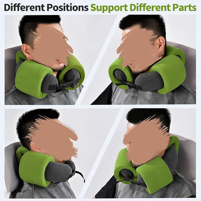 3-Ring Memory Foam Travel Neck Pillow It has obtained a Patent. The Three Rings can be movably Adjusted to Provide Flexible Support for The Neck, Head, and Other Areas.Green