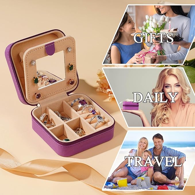Parima Christmas Stocking Stuffers Gifts for Teenage Girls - Travel Jewelry Case for Girls Jewelry Box | Gifts for Friends Women Unique Gifts for Women | Friends Gifts - Letter J, Purple