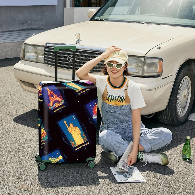 ANNA QUEEN Travel Luggage Cover Suitcase Protector Suitcase Cover Anti-Scratch,Stretchable Bag Cover Washable Durable Polyester with Elastic Hem with Zipper Closure