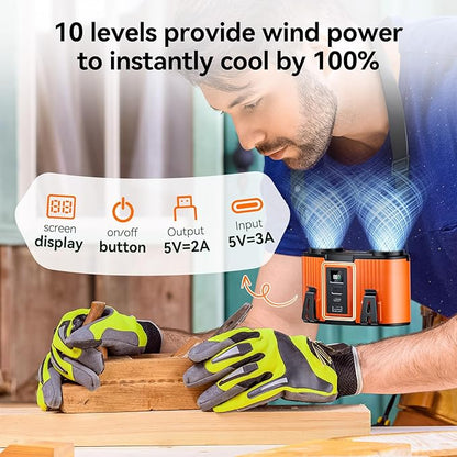 12000mAh Personal Waist Fan, USB Rechargeable Clip The Waist For Working,10 Speed & 23H Cooling and Heatstroke Prevention For Outdoor Travel Camping (orange, 12000mAh)