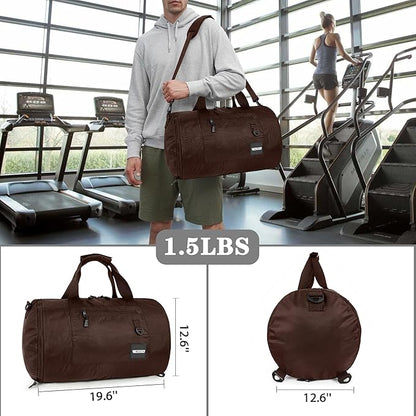 Wildroad Travel Bags for Men, Gym Bag & Duffle Bag for Travel, Carry on Duffel Bag 3 IN 1 Expandable Overnight Weekender Bag (Coffee, Large-50L+ Gym Bag)